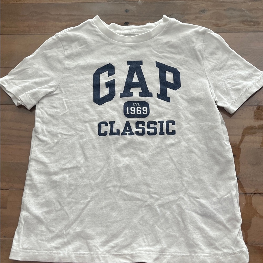 GAP Organic Cotton White Tee with Dark Blue Print